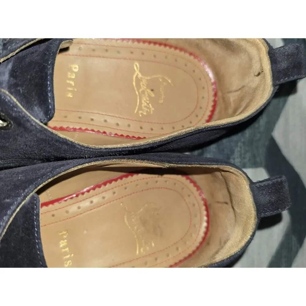 Christian Louboutin Men’s Blue Suede Lace-Up Oxford Dress Shoes EU 39.5